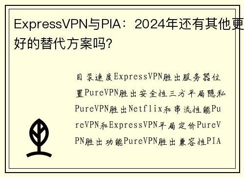 ExpressVPN与PIA：2024年还有其他更好的替代方案吗？