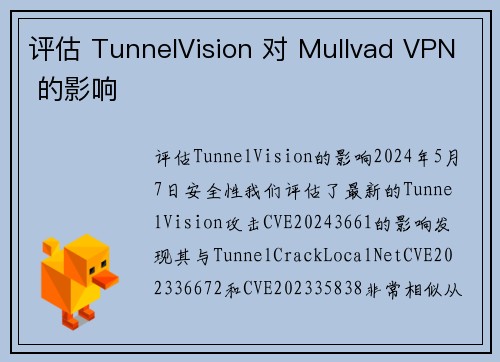 评估 TunnelVision 对 Mullvad VPN 的影响